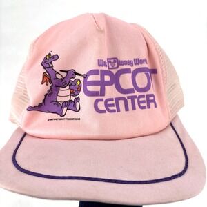 1982 Disney Epcot Center Snapback Hat Cap Pink Figment the Dragon Vintage